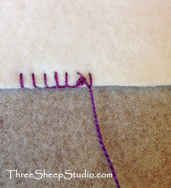 Blanket Stitch - Scalloped Blanket Stitch - How To Conceal Knots - ThreeSheepStudio.com