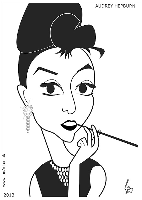 Audrey-Hepburn-actress-caricature-cartoon