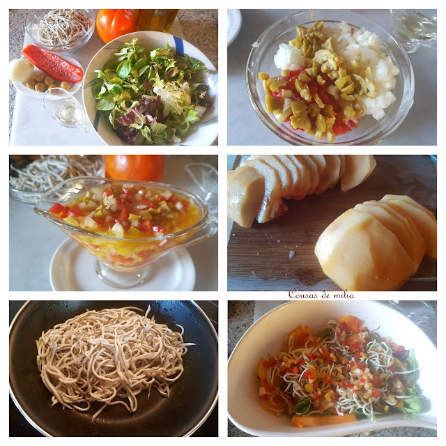 Ensalada de gulas y caqui