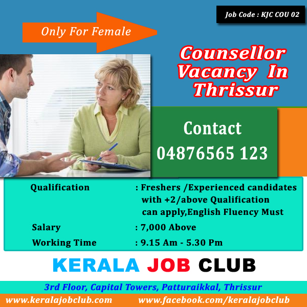 COUNSELLOR VACANCY IN THRISSUR