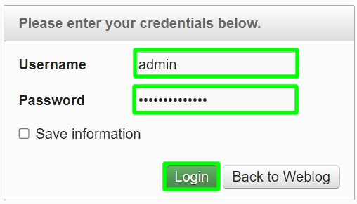 login serendipity admin username and password account