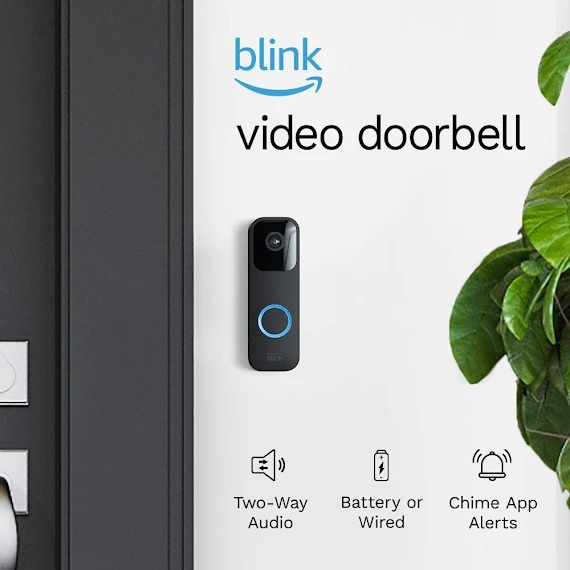 Blink Video Doorbell | Two-way audio, HD video, motion and chime app alerts, and Alexa enabled — wired or wire-free (White)
