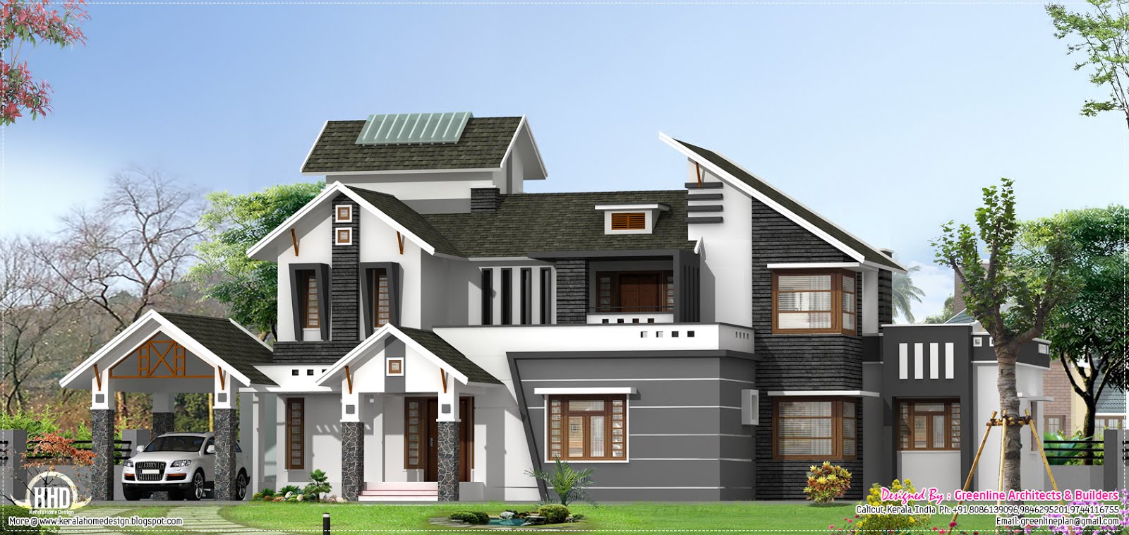 Modern 5 bedroom home design  Kerala home design and floor plans