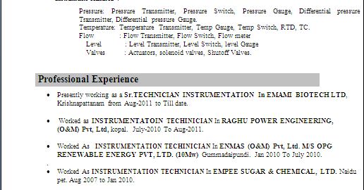 Iti Student Resume Format Anjinho B