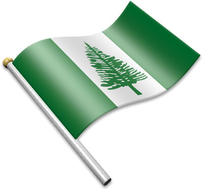 The Norfolk Island flag on a flagpole clipart image