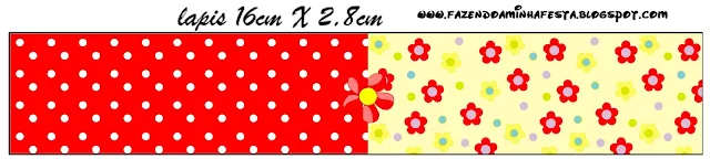 Red Flowers in Yellow,  Free Printable Labels.