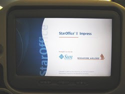 Sun StarOffice running on Linux Server on Singapore Airlines' KrisWorld inflight entertainment system