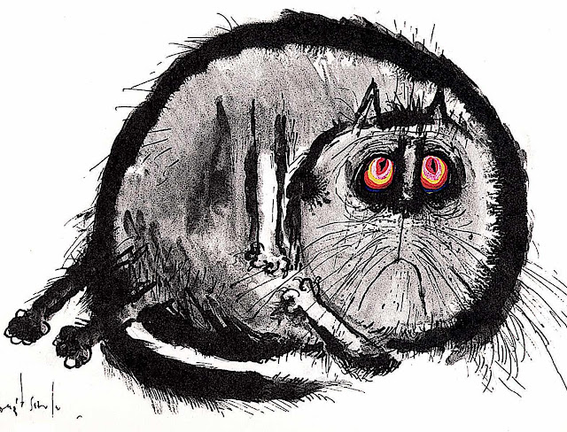 a Ronald Searle cat in color