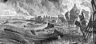 Terremoto de Lisboa em 1755, em ilustração de Georg Ludwig Hartwig (1887) - Imagem: Bettmann Archive