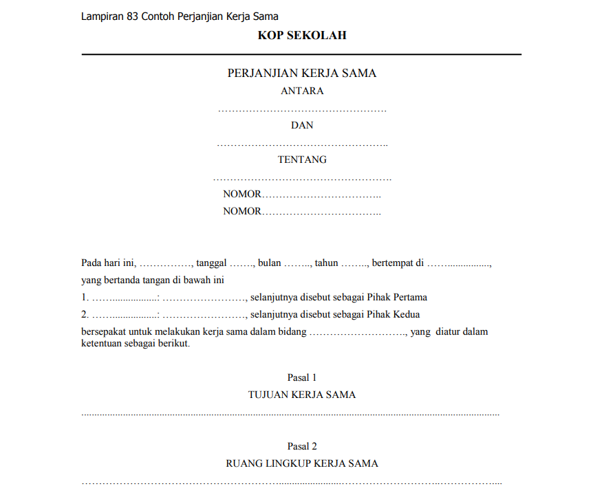 Format Surat Perjanjian Kerja Sama  antapedia.com