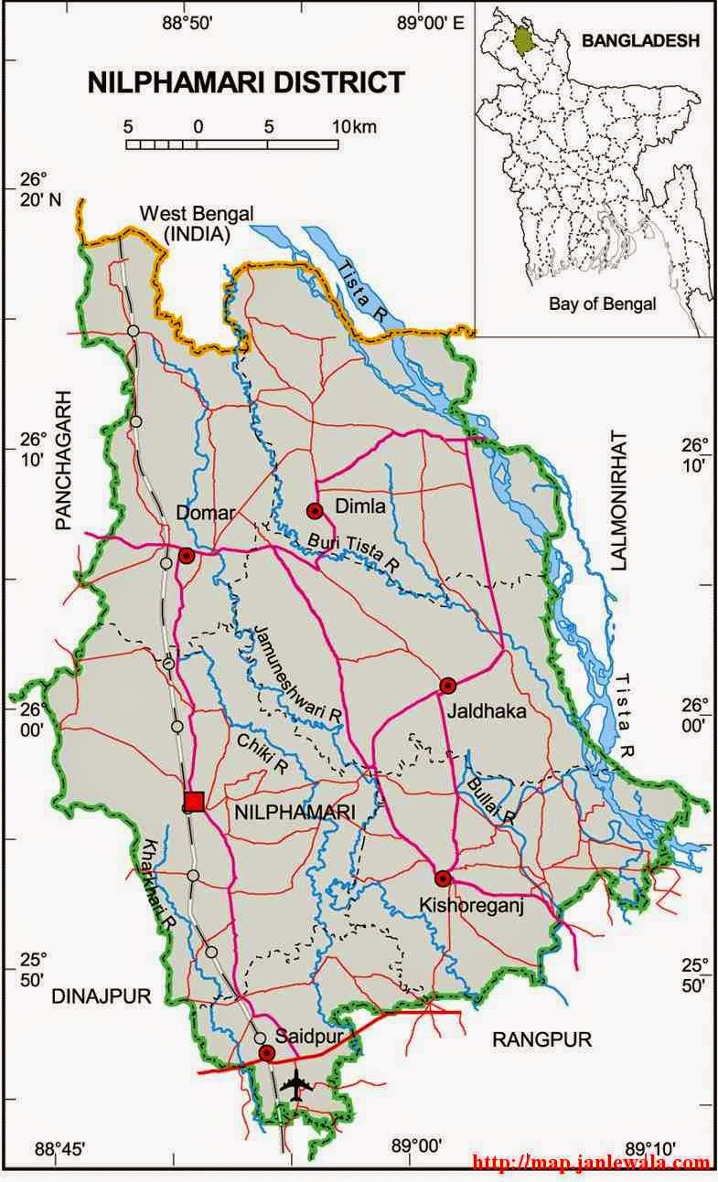 nilphamari zila map of bangladesh