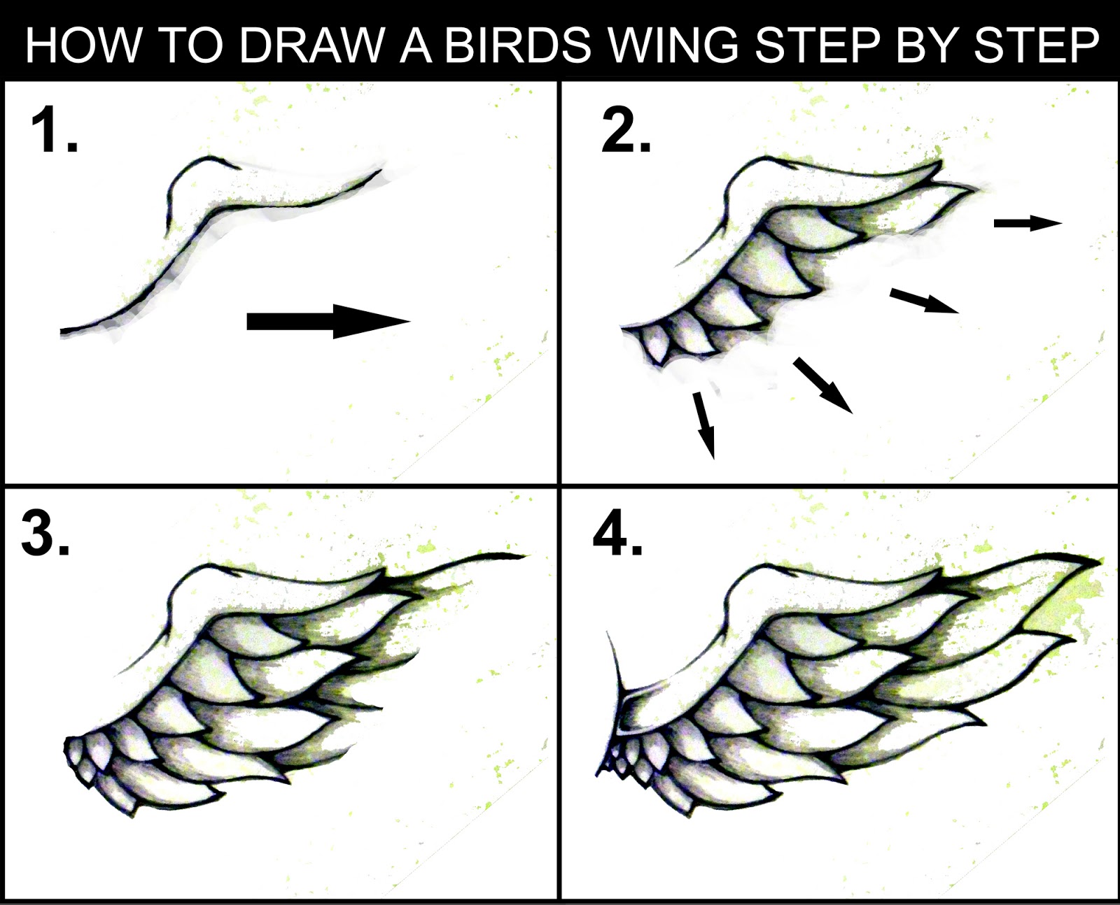 DARYL HOBSON ARTWORK: How To Draw A Wing: Step by step Art ...