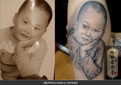 portrait photo tattoo on the arm