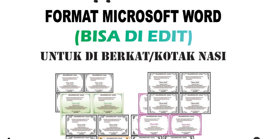 Download Contoh Kartu Ucapan Aqiqah CANTIK Versi Word 