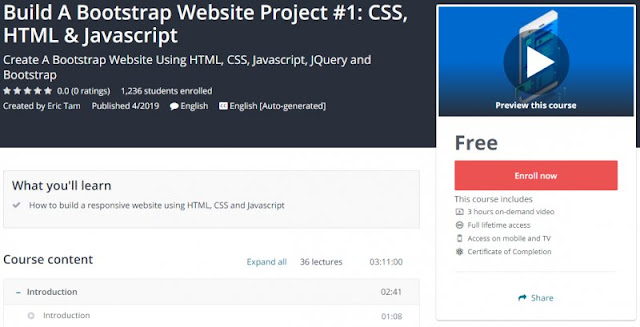 [100% Free] Build A Bootstrap Website Project #1: CSS, HTML & Javascript