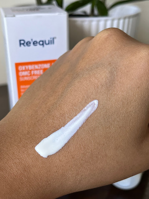 Re’equil sunscreen reequil Oxybenzone and OMC free orange sunscreen SPF 50 PA +++ review