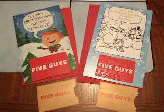 Five Guys Gift Cards & Christmas Cards for Teen Grandsons
