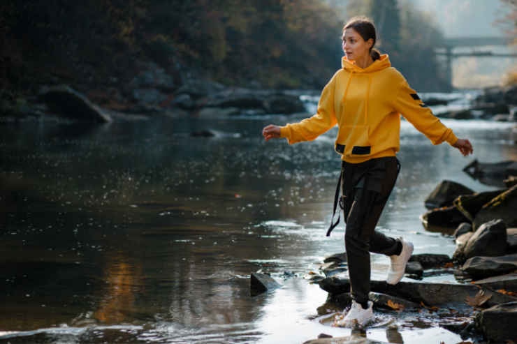 woman by river