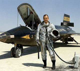 NASA file photo - Test pilot Bill Dana standing in front of his X-15 rocketplane