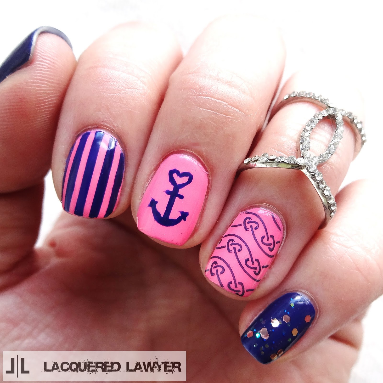 Nautical Valentines Nails