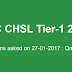 27th January SSC CHSL 2016 Tier-1 Questions Asked (Memory Based) 