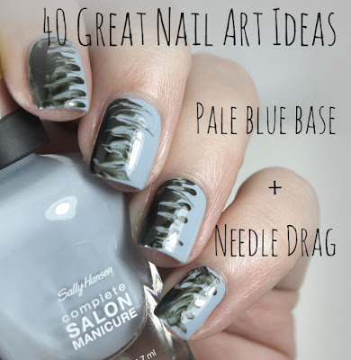 40 Great Nail Art Ideas: Pale Blue Base + Needle Drag