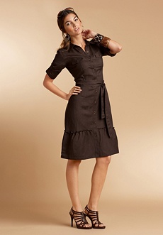 Ruffle-Hem Shirtdress