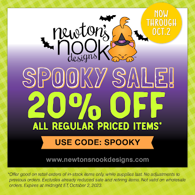 Spooky Sale! 20% off all regular priced items. Use code SPOOKY at newtonsnookdesigns.com. Now Through October 2nd, 20203