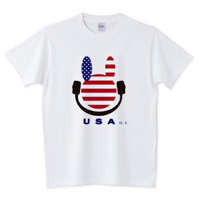 国旗,shechews,USA,イヤホン,ウサギ,Tシャツ,アメリカ,星条旗,
