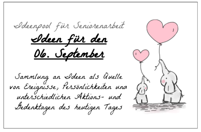 Beschäftigungen für den 06. September