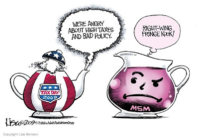 Cartoon by Lisa Benson - TEA Party vs MSM Kool-Aid