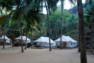 Tents on Soneca Cola Beach  South Goa India