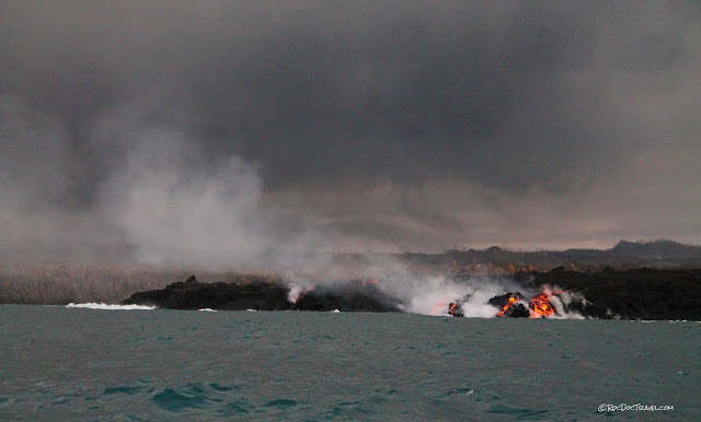 copyright RocDocTravel.com Kilauea Hawaii east rift zone eruption 2018 lava Leilani Estates helicopter boat volcano