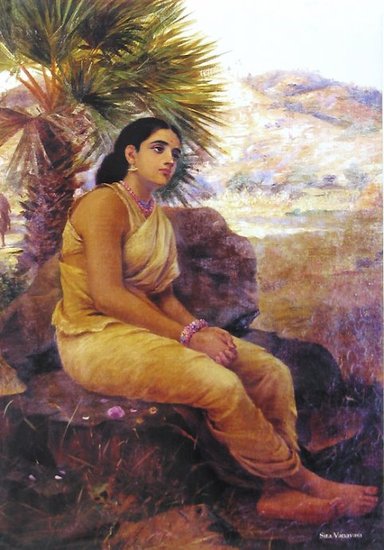 Raja Ravi Varma's Paintings: A Lonely sad South Indian Women