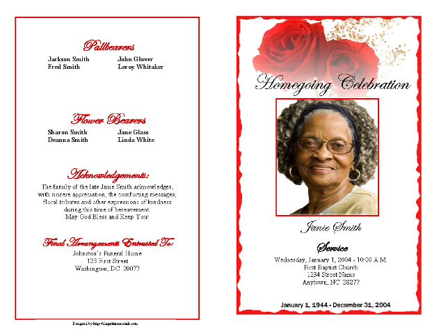 Funeral Program Obituary Examples