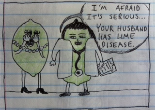 a lime nurse tells a lime wife that her lime husband has lime disease