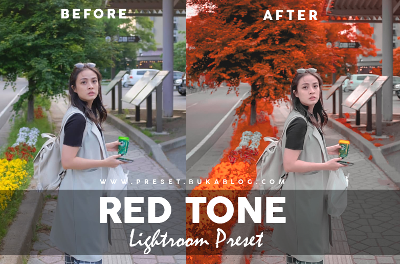 Before and After Editing Photo using Red Tone Lightroom Preset