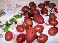 Ayga+bammena+me+filla Βάφω κόκκινα αυγά με φυσική βαφή!