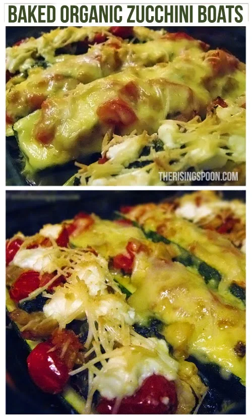 Baked Organic Zucchini Boats Two Ways | therisingspoon.com