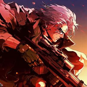 old age, battlefield, combat, gun action, dynamic angle, cool, good looking, cel anime