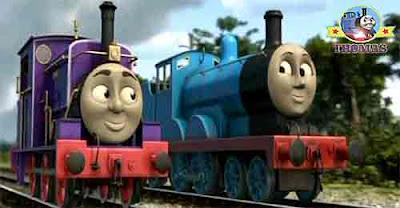 Charlie train and Edward the blue engine puffed out of the steamworks with the Fat Controller car