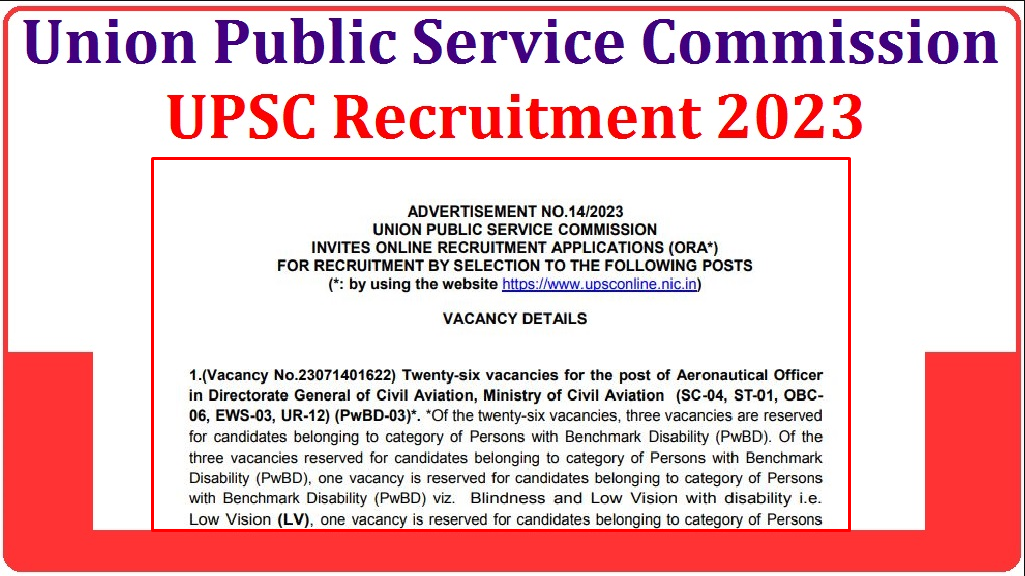 UPSC Advt No 14 – 2023 for Various Vacancies