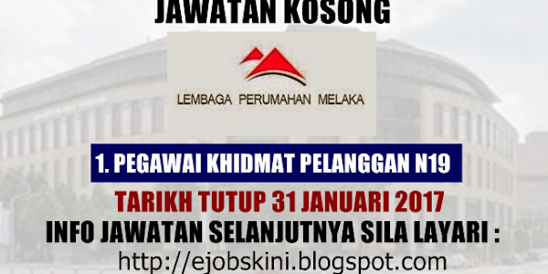 Jawatan Kosong Lembaga Perumahan Melaka (LPNM) - 31 Januari 2017