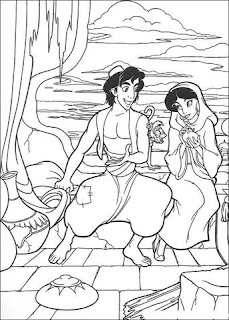 Aladdin and Jasmine coloring page