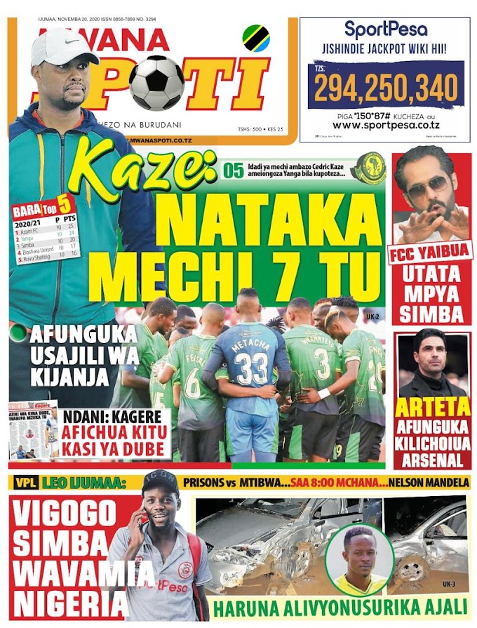 MAGAZETI YA TANZANIA LEO IJUMAA,20/11/2020.