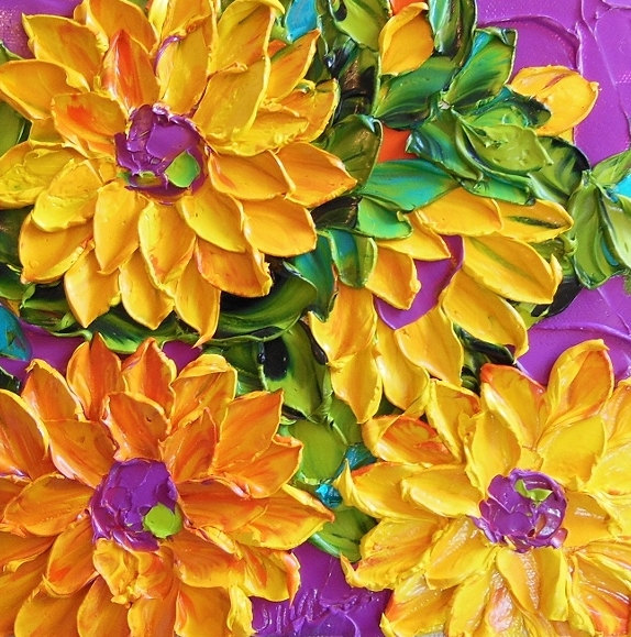 Pinturas de flores em camadas saltam literalmente da tela do artista
