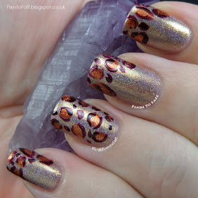 Easy autumn/fall holographic leopard print nail art.