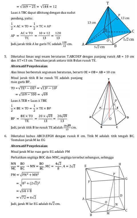 Soal Matematika Kelas 12 Bab 1 Jarak Dalam Ruang Bidang Datar Kunci Jawabannya Part 2 Sekolahmuonline Com Sekolahmuonline