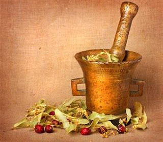 herb in mortar with pestle