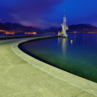 The beach of Imperial Palace on Annecy lake.